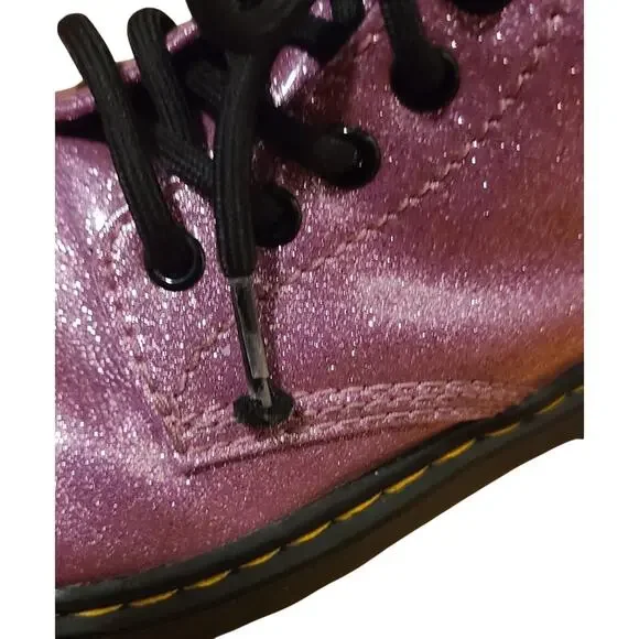 Dr Martens Air Wair 1460 Glitter J Kids Combat Boots Side Zipper-Sz 11 - Picture 7 of 8